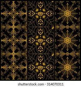 Set of 3 seamless gothic patterns for Halloween