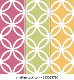 Set of 3 Seamless Overlapping Circles Background Pattern