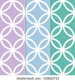 Set of 3 Seamless Overlapping Circles Background Pattern