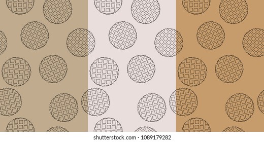 Set of the 3 seamless pattern of the wafers on the kraft paper