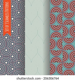 Set of 3 seamless patterns. Vintage.
