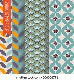 Set of 3 seamless patterns. Vintage.