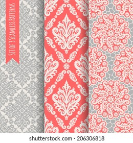 Set of 3 seamless patterns. Vintage.
