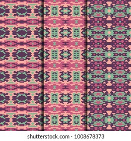 Set of 3 seamless patterns winter design. Christmas textile prints. Vector fashion backgrounds.