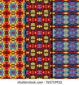Set of 3 seamless patterns winter design. Christmas textile prints. Vector fashion backgrounds.