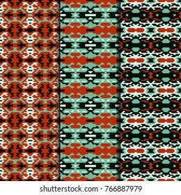 Set of 3 seamless patterns winter design. Christmas textile prints. Vector fashion backgrounds.