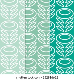 Set of 3 Seamless Retro Modern Flower and Leaves Ornament Background Patterns