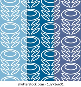 Set of 3 Seamless Retro Modern Flower and Leaves Ornament Background Patterns