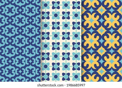 Set of 3 seamless traditional patterns. Traditional tribe art for design element.