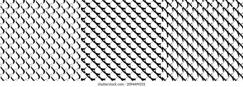 Set of 3 seamlessly repeatable, repetitive geometric pattern, background, texture