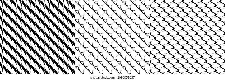 Set of 3 seamlessly repeatable, repetitive geometric pattern, background, texture