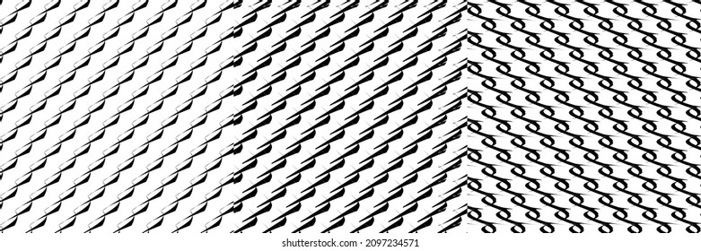 Set of 3 seamlessly repeatable, repetitive geometric pattern, background, texture