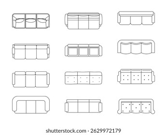 Set of 3 seat sofa outlines