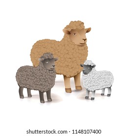 set of 3 sheep vector isolated on white background