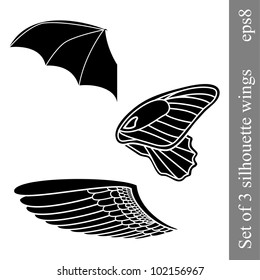 Set of 3 silhouette wings