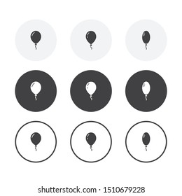 Set of 3 simple design balloon icons. Rounded background balloon collection