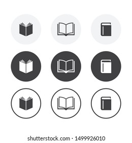 Set of 3 simple design books icons. Rounded background