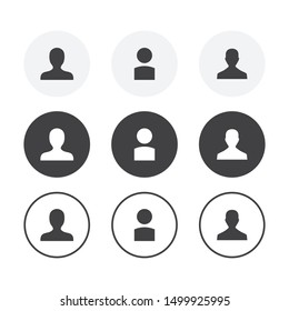 Set of 3 simple design User icons. Rounded background