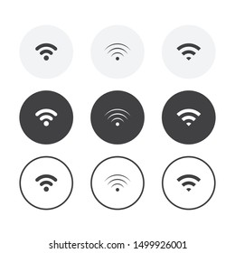 Set of 3 simple design Wifi icons. Rounded background