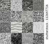 Set 3 Sixteen black and white wave patterns (seamlessly tiling).Seamless pattern can be used for wallpaper, pattern fills, web page background,surface textures. Gorgeous seamless wave background