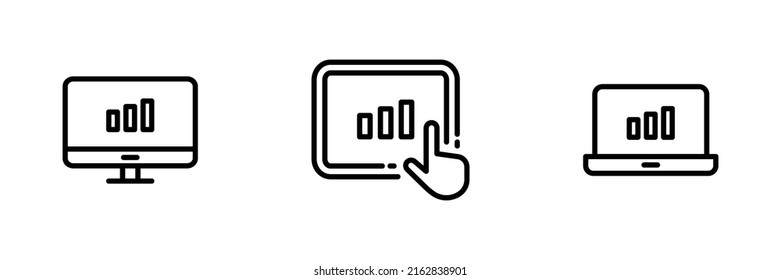 Set of 3 smart devices with chart  icon.