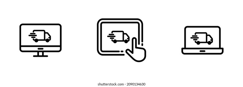 Set of 3 smart devices with delivery truck icon.
