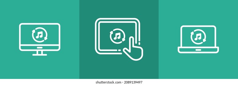 Set of 3 smart devices with musical note icon.