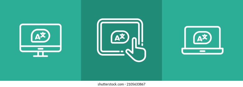 Set of 3 smart devices with translate icon.