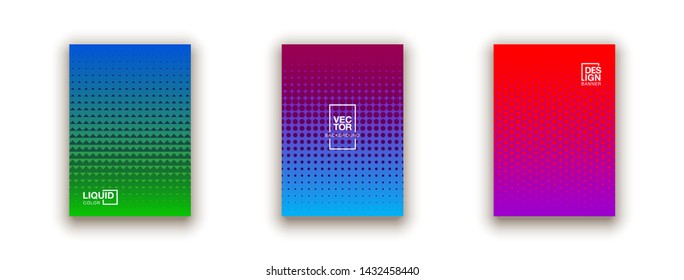 set of 3 Social media duotone gradient background. Social network stories soft colorful theme pack. Rainbow graphic display, wallpaper. vibrant mobile app design set Blending bright duo color template