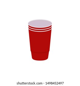 Set of 3 stacked plastic red cups