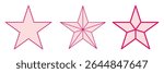 Set of 3 star icon thine line style, dashed line star and outlined editable stroke, clipart design template. five-pointed line star icon set. 