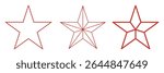 Set of 3 star icon thine line style, dashed line star and outlined editable stroke, clipart design template. five-pointed line star icon set. 