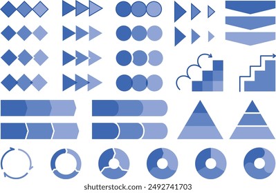 Set of 3 step flowchart illustration materials