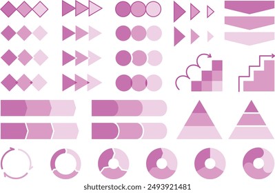 Conjunto de materiales de ilustración de diagrama de flujo de 3 pasos