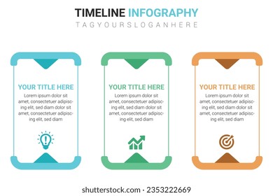 Set of 3 step timeline infographic steps in realistic style vector