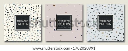 Set of 3 terrazzo veneziano seamless patterns. Pastel colors. Collection of trendy simple textures