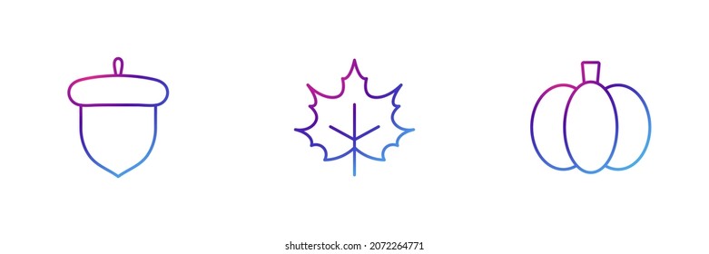 Set of 3 Thanksgiving symbols with purple gradient effect.
