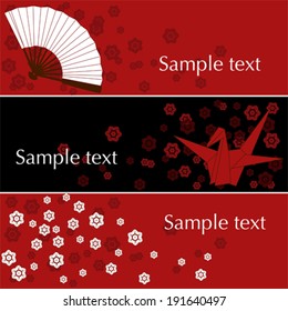 Set of 3 traditional Japanese pattern banners with space for text