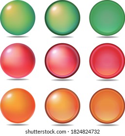 Set of 3 types & 3 color icons and button graphic materials