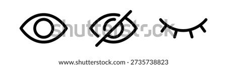 Set of 3 types of eye icons that can be used to display and hide and switch passwords (vector)