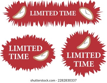 Conjunto de 3 tipos de banners de compras rojos de tiempo limitado