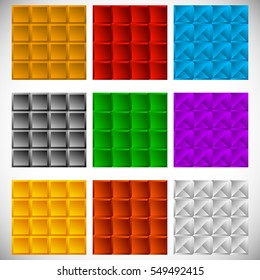 Set of 3 types of repeatable patterns in 9 color