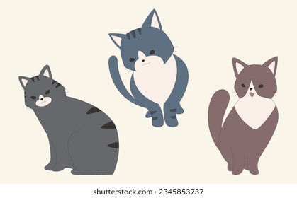 Set of 3 types of standing cats