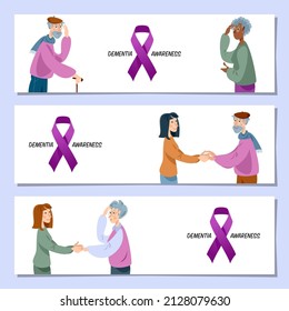 Set von 3 universellen Bannern für die Dementia Bewusstseinswoche. Vektorgrafik