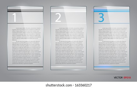 Set of 3 vector glass infographic frames.