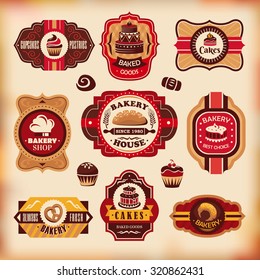 Set 3 of vector vintage various bakery labels