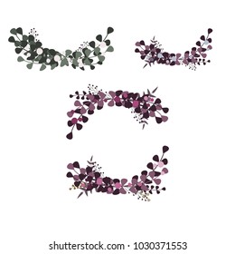 Set of 3 vector wreaths and borders, perfect for wedding invitations, stickers, etc.