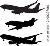 a set of 3 vectorized planes, exactly the Boeing 737, Boeing 777 and Cessna Citation 560Xl