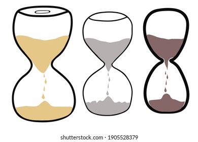Set of 3 vintage hourglasses vector