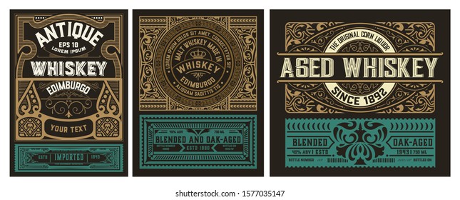 Set of 3 vintage labels for packing
